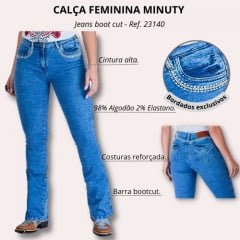 Calça Jeans Bootcut Feminina Minuty Bordado - Ref. 231340