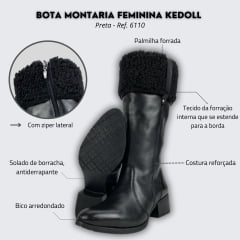 Bota Montaria Feminina Kedoll Preta - Ref. 6110