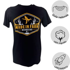 Camiseta Masculina Made In Farm Manga Curta Preta Red Necks