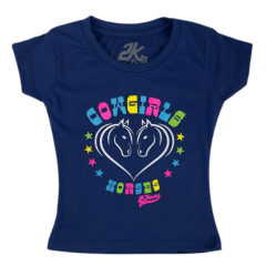 Camiseta Infantil Menina 2K Jeans Azul Marinho Ref:0024