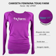 Camiseta Feminina Texas Farm Manga Longa UV50 Ref.UVF001 - Escolha a cor