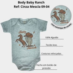 Body Infantil Baby Ranch Cacto Cinza Mescla Ref: 09-04