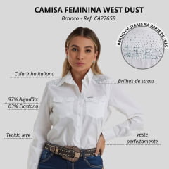 Camisa Feminina West Dust Branca Bordado Strass Ref. CA27658
