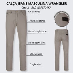 Calça Jeans Masculina Wrangler Slim Caqui - Ref. WM1701KA