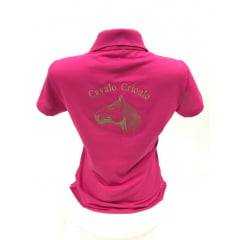 Camiseta Polo Feminina Cavalo Crioulo - Rosa
