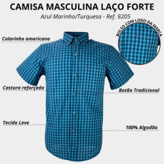 Camisa Laço Forte Masculina Xadrez Manga Curta Slim Ref.9205 - Escolha a cor