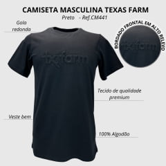 Camiseta Masculina Texas Farm Manga Curta Preto Ref. CM441