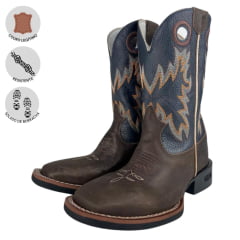 Bota Texana Masculina Durango Marrom Bordado Azul