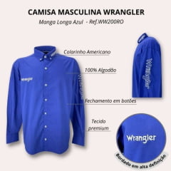 Camisa Masculina Manga Longa Wrangler Azul - Ref.WW200RO