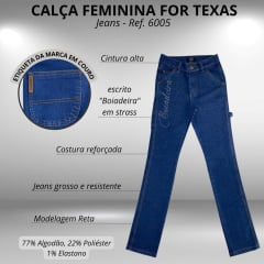 Calça Feminina For Texas Carpinteira Boiadeira Strass R.6005