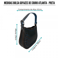 Bolsa Goyazes de Couro Atlanta Preta - Ref. B-2201