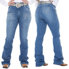 Calça Feminina Flare Texas Road Jeans Com Brilho Miami R.544