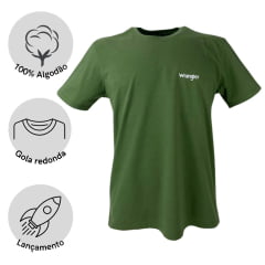 Camiseta Masculina Wrangler Básica Verde Musgo Ref WM5503 MU