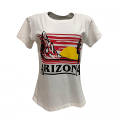 Camiseta Feminina Power Country Branca Estampa Arizona