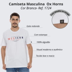 Camiseta Masculina Ox Horns Branca Com Estampa Ref: 1724