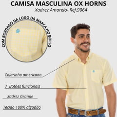 Camisa Masculina Ox Horns Manga Curta Xadrez Amarelo Ref: 9064