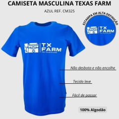 Camiseta Masculina Texas Farm Manga Curta Azul  Ref.CM325