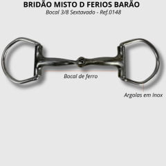 Bridão Misto D Freios Barão Bocal 5/8 Torneado - Ref.0147