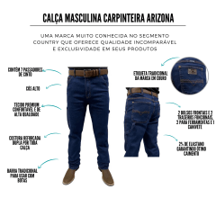 Calça Masculina Carpinteira Arizona Azul Escuro Ref:2040