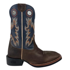 Bota Texana Masculina Durango Marrom Bordado Azul