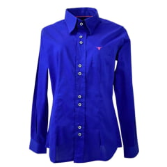 Camisa Feminina Laço Forte Manga Longa Azul Royal Ref. 3107