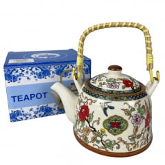 Chaleira Para Chá Teapot Cêramica Flores - Ref. 4013