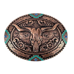 Fivela Unissex Master Western Long Horn Bronze Ref. 679