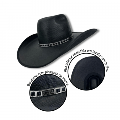 Chapéu Country Mundial Barreto Black Com strass Ref. 591