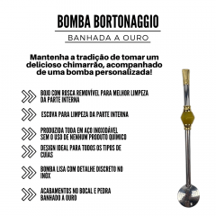 Bomba de Chimarrão Bortonaggio com Pedra Amarela Ref.: D257