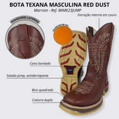 Bota Texana Masculina Red Dust Latego Marrom Ref. BAME23JUMP