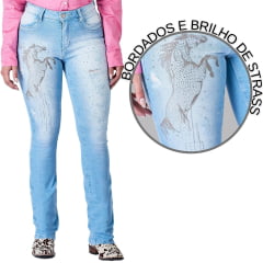 Calça Jeans Feminina Minuty Bordado e Brilho - Ref. 231214