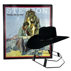 Chapéu Country Stetson Preto Carneira em Couro Ref. 64421