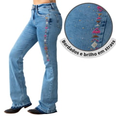 Calça Feminina Miss Country Jeans Flare Indian - Ref. 1001