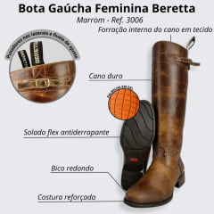 Bota Gaúcha Feminina Beretta Fóssil Madeira - Ref. 3006