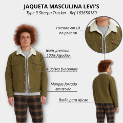 Jaqueta Masculina Levi's Sherpa Trucker Verde Ref.163650189