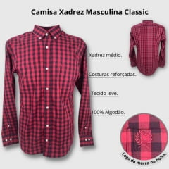 Camisa Xadrez Vermelho Masculina Classic - Ref.CMLEX-CL-XDF
