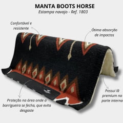 Manta Tambor Navajo Preto e Laranja Boots Horse - Ref.1803