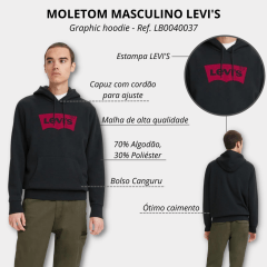 Moletom Masculino Levi's com Capuz Preto - Ref. LB0040037