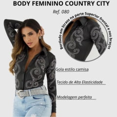 Body Feminino Country City Brenda Roxo Colarinho Ref:080 - Escolha a cor