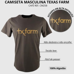 Camiseta Masculina Texas Farm Manga Curta Café Ref. CM258