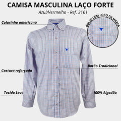 Camisa Masculina Laço Forte Manga Longa Slim Xadrez Ref. 3161