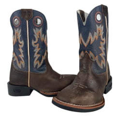 Bota Texana Masculina Durango Marrom Bordado Azul