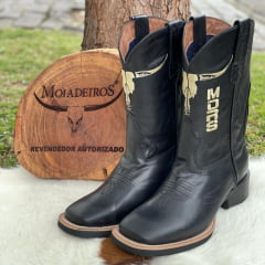 Bota Texana Masculina Moiadeiros Fossil Preto - Ref. 1913