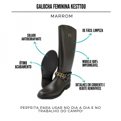 Bota Galocha Feminina Kesttou Beta Slim Café Ref. KT022