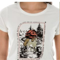 Camiseta Feminina Ox Horns T Shirt Manga Curta Creme Ref: 6386