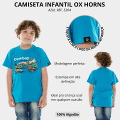 Camiseta Infantil Ox Horns Manga Curta Azul Ref.5204