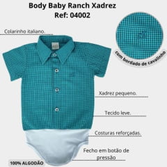 Body Infantil baby Ranch Camisa Xadrez Preto Ref: 04002 - Escolha a cor