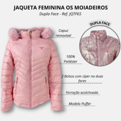 Jaqueta Feminina Dupla Face Os Moiadeiros Rosa Ref: JQTF65
