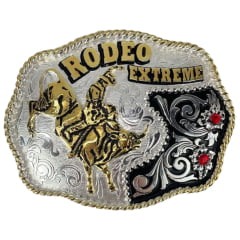 Fivela Unissex Master Western Rodeio Extreme Prata e Dourado