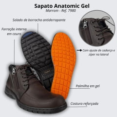 Sapato Masculino Anatômic Gel Mustang Brown - Ref. 7980